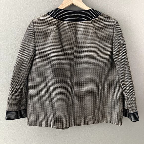 Ellen Tracy Open Front Jacket - Woven Rattan - Black Gold - 6 - Picture 6 of 11